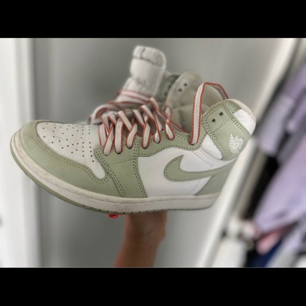 Nike Women's Sage Green and White Sneakers